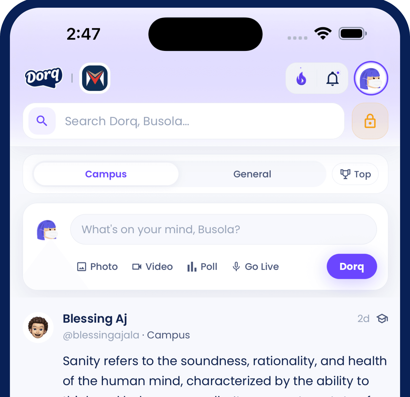 Dorq app on iPhone